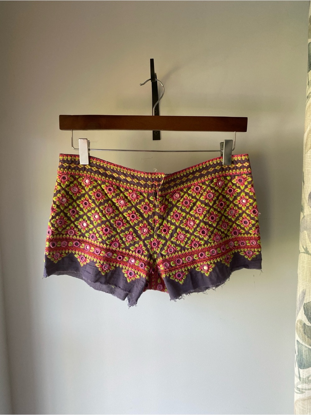 Free People Sequin Embellished Floral Embroidery Boho Festival Mini Shorts 0